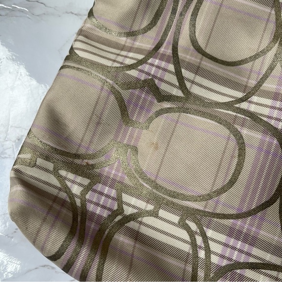 COACH Signature Lavender/Gold/Cream Plaid Hobo Crossbody Messenger Bag Zip - Picture 4 of 6